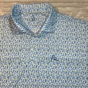 Rhoback Blue Bonnet Floral Polo Shirt XXL